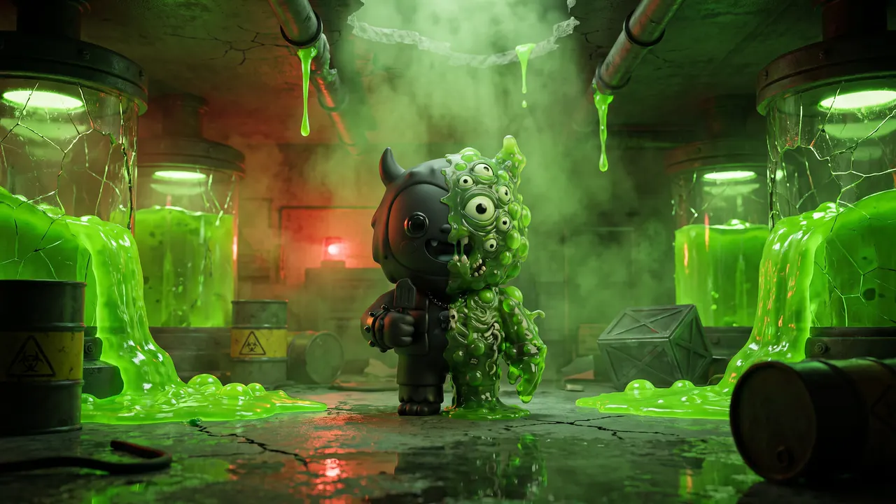 Two-faced mutant Yeti in a slime laboratory