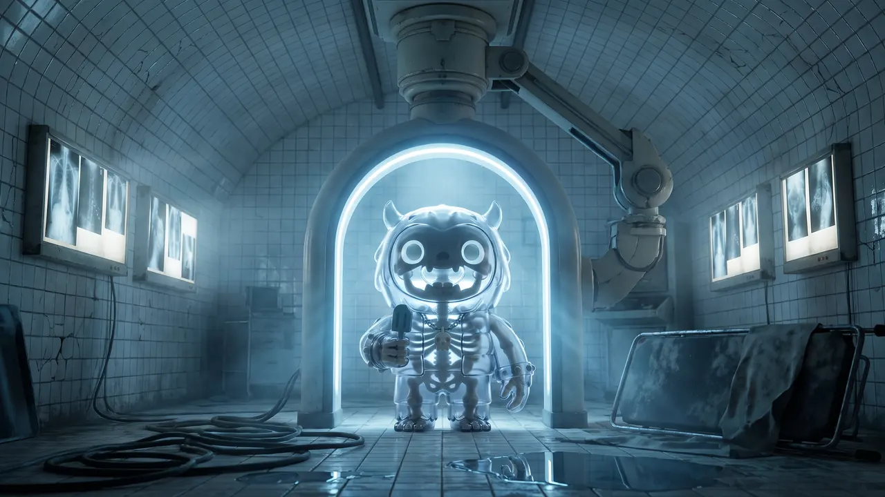 X-ray skeleton Yeti in a lightbox lab